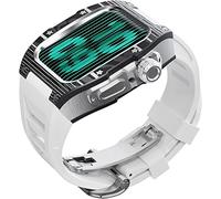 NHYHEHMR RM Watch Band Mod Kit,For Series 8 7 45mm Fluorine Rubber Strap With Carbon Fiber Titanium Case,Modified Metal Bezel and Fluororubber Strap,For Iwatch 6/5/4/SE
