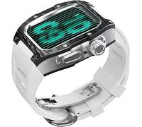 NHYHEHMR RM Watch Band Mod Kit,For Series 8 7 45mm Fluorine Rubber Strap With Carbon Fiber Titanium Case,Modified Metal Bezel and Fluororubber Strap,For Iwatch 6/5/4/SE