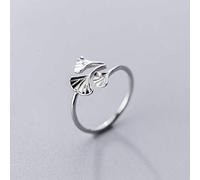 NHYHEHMR S925 Anneaux Femmes Cée Petit Frais Ginkgo Biloba Doux Style Ouverture Anneau Doigt Bague Filles BijouxBague en S925, ouverture ajustée