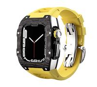 NHYHEHMR Sangle de boîtier en fibre de carbone de luxe Ensemble pour 8 7 45 mm 6 5 4 SE 44 mm Kit de modification de bricolage pour Iwatch 44mm 45 mm