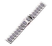 NHYHEHMR Sangle de montre Liens de céramique moyenne en acier inoxydable 16 mm 18 mm 20 mm femmes femmes blanc bracelet de surveillance en métal double push
