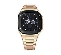 NHYHEHMR Sangle en caoutchouc pour bande 6 SE 5 4 44 mm Kit de modification de luxe pour iwatch 8 7 41mm 45 mm noble metal bezel Silicone Band