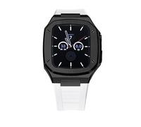 NHYHEHMR Sangle en caoutchouc pour bande 6 SE 5 4 44 mm Kit de modification de luxe pour iwatch 8 7 41mm 45 mm noble metal bezel Silicone Band