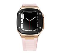 NHYHEHMR Sangle en caoutchouc pour bande 6 SE 5 4 44 mm Kit de modification de luxe pour iwatch 8 7 41mm 45 mm noble metal bezel Silicone Band