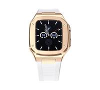NHYHEHMR Sangle en caoutchouc pour bande 6 SE 5 4 44 mm Kit de modification de luxe pour iwatch 8 7 41mm 45 mm noble metal bezel Silicone Band