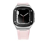 NHYHEHMR Sangle en caoutchouc pour bande 6 SE 5 4 44 mm Kit de modification de luxe pour iwatch 8 7 41mm 45 mm noble metal bezel Silicone Band