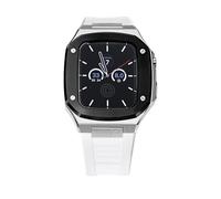 NHYHEHMR Sangle en caoutchouc pour bande 6 SE 5 4 44 mm Kit de modification de luxe pour iwatch 8 7 41mm 45 mm noble metal bezel Silicone Band