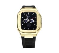 NHYHEHMR Sangle en caoutchouc pour bande 6 SE 5 4 44 mm Kit de modification de luxe pour iwatch 8 7 41mm 45 mm noble metal bezel Silicone Band