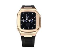 NHYHEHMR Sangle en caoutchouc pour bande 6 SE 5 4 44 mm Kit de modification de luxe pour iwatch 8 7 41mm 45 mm noble metal bezel Silicone Band