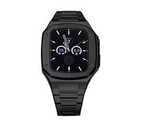 NHYHEHMR Sangle en caoutchouc pour bande 6 SE 5 4 44 mm Kit de modification de luxe pour iwatch 8 7 41mm 45 mm noble metal bezel Silicone Band