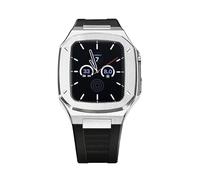 NHYHEHMR Sangle en caoutchouc pour bande 6 SE 5 4 44 mm Kit de modification de luxe pour iwatch 8 7 41mm 45 mm noble metal bezel Silicone Band