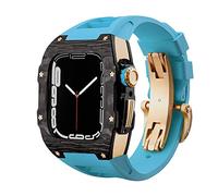 NHYHEHMR STRAP LUXE STRAP CARBON FIBRE POUR 8 7 75 mm Couverture de bande Fluorine Rubber Mod Kit pour Iwatch 6 5 4 SE Bracelet 44 mm