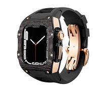 NHYHEHMR STRAP LUXE STRAP CARBON FIBRE POUR 8 7 75 mm Couverture de bande Fluorine Rubber Mod Kit pour Iwatch 6 5 4 SE Bracelet 44 mm