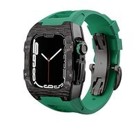NHYHEHMR STRAP LUXE STRAP CARBON FIBRE POUR 8 7 75 mm Couverture de bande Fluorine Rubber Mod Kit pour Iwatch 6 5 4 SE Bracelet 44 mm