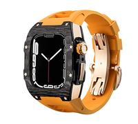 NHYHEHMR STRAP LUXE STRAP CARBON FIBRE POUR 8 7 75 mm Couverture de bande Fluorine Rubber Mod Kit pour Iwatch 6 5 4 SE Bracelet 44 mm