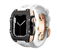 NHYHEHMR STRAP LUXE STRAP CARBON FIBRE POUR 8 7 75 mm Couverture de bande Fluorine Rubber Mod Kit pour Iwatch 6 5 4 SE Bracelet 44 mm