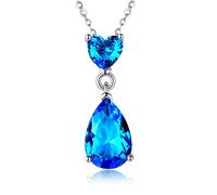 NHYHEHMR TRENDY 925 Collier de bijoux d'eau Drop saphir Sapphire Gemstone Pendentif For Women Wedding Party Bijoux Cadeaux