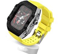 NHYHEHMR Ultra 49mm Fluorine Rubber Watdch Strap+Carbonfiber Watch Case Carbon Fiber Modification Kit,For Replacement Cover Strap,For Iwatch 8 7 6 5 4 SE 45mm 44mm