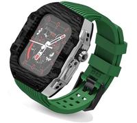 NHYHEHMR Ultra 49mm Fluorine Rubber Watdch Strap+Carbonfiber Watch Case Carbon Fiber Modification Kit,For Replacement Cover Strap,For Iwatch 8 7 6 5 4 SE 45mm 44mm