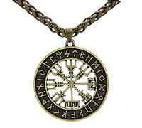 NHYHEHMR Viking horreur de casque de vegvisir islandais dans le pendentif de cercle runique