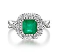 NHYHEHMR Vintage Asscher Cut Emerald Great Moisanite Gemstone Wedding Wedding Engagement Fine Jewelry Ring pour les femmes Cadeau