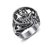 NHYHEHMR Vintage masculin en acier inoxydable anneaux viking