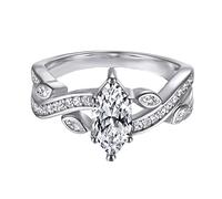 NHYHEHMR Women Promise Rings, Womens Rings 925 Twisted Marquise 5x10MM Cubic Zirconia Ring