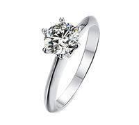 NHYHEHMR Womens Engagement Rings, Ring for Women Moissanite Ring Band Classic Solitaire 6 Claw Round 1ct