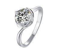NHYHEHMR Womens Promise Rings, 925 Ring for Women Moissanite Ring Vintage Solitaire Elegant 4 Prong Round 1ct