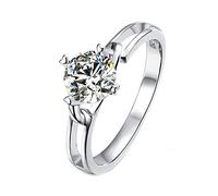 NHYHEHMR Womens Promise Rings, Womens Ring 925 Moissanite Ring Women Hollow Solitaire Heart 4 Prong Round 1ct