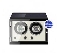 NHYHEHMR Wooden Watch Winder Case for 2 Automatic Watches Use Fingerprint to Unlock Fit Lady and Man Watches Display Box
