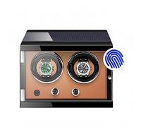 NHYHEHMR Wooden Watch Winder Case for 2 Automatic Watches Use Fingerprint to Unlock Fit Lady and Man Watches Display Box