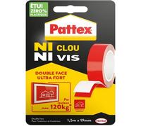 Ni Clou Ni Vis,Ruban adhésif double face ultra fort (rouleau de 1,5mx19mm)-Adhésif demontage pour intérieur-maximum 120 kg par