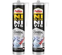 Ni Clou Ni Vis Tous Matériaux Crystal (Cartouche De 290 G) - Colle De Fixation Extra Forte Pour Intérieur Et Extérieur - Mastic Transparent Multi-Matériaux (Lot De 2)