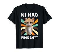 Ni Hao Fine Shyt Funny Gen Z Brain Rot Cat Meme Social Media T-Shirt