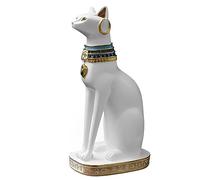 Ni-JASW Statuette de Bastet de la déesse du Chat égyptien Blanc de 30,5 cm de Haut, Figurines de Bast de l'Égypte Antique Décoration d'intérieur