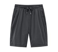 Ni_ka Airness Pantalon Short Homme Grande Taille Simple De Plage à SéChage Rapide Respirant Pants Court De Sport DéContracté Cinq Pantalons avec Poche ZippéE Noir Gris Taille L à 8XL