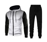 Ni_ka Ensemble A Capuche Homme Chic Pois Sweat à Capuche Et Pantalon Fitness DéContracté hoodie Survetement Sport Printemps Hiver Noir Blanc Taille M à 3xl, L, (Ni_katracksuit44558)