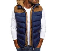 Ni_ka Hooded Bubble Gilet Doudoune Sans Manches Homme Hiver Chaud Manteaux Sans Manche à Capuche Classics Veste Matelassé Hommes GarçOn Automne Hiver Taille S à 5xl,Bleu Foncé,XL