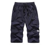 Ni_ka La Pantalon Large Homme Short Pantalons Court Simple pour Sports De Plage Pant à SéChage Rapide Grande Taille avec Taille éLastique Noir Gris Taille L à 8XL, Marine, XL, (Ni_kashorts44571)