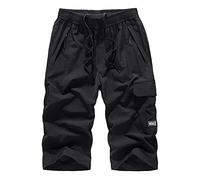 Ni_ka La Pantalon Large Homme Short Pantalons Court Simple pour Sports De Plage Pant à SéChage Rapide Grande Taille avec Taille éLastique Noir Gris Taille L à 8XL