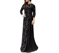 Ni_ka Maxi Dress Femme Grande Taille Dubai Arabian Print Long Dresses Slim Fit Robe Musulmane Chic Jupe Longue Islamique Noir Bleu Taille S à 5XL, Ni_kadress44581