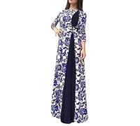 Ni_ka Maxi Dress Femme Grande Taille Dubai Arabian Print Long Dresses Slim Fit Robe Musulmane Chic Jupe Longue Islamique Noir Bleu Taille S à 5XL, Ni_kadress44581