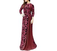 Ni_ka Maxi Dress Femme Grande Taille Dubai Arabian Print Long Dresses Slim Fit Robe Musulmane Chic Jupe Longue Islamique Noir Bleu Taille S à 5XL, Ni_kadress44581, Rouge