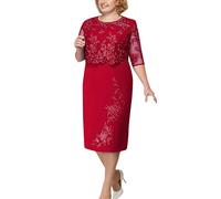 Ni_ka Robe De SoiréE Grande Taille Chic Et Dentelle Robes Mere De La Mariee Mariage Invité éLéGante Au Genou Dress Summer Rouge Bleu XL