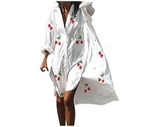Ni_ka Robe Imprime Floral Femme Grande Taille Chic Et Glamour Cardigan à Manches Longues avec Boutons Robes Chemise Ample IrréGulier Noir Gris Taille S à 5XL, Ni_kadress44587, Bleu