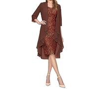 Ni_ka Robes De Mariage Dentelle Grande Taille Robe Soiree Mousseline Manches Longues Cocktail Dress Femmes Chic Et Glamour Dresses Cardigan Ensemble 2pcs Noir Gris S à 5XL Ni_kadress44633 XXL