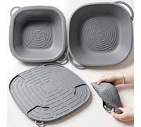 Ni-n-ja Cr-is-pi Moule Silicone Air Fryer, Conception Entièrement Fermée Plat Silicone Air Fryer, Comprend 2 Moule Airfryer et 1 Coussin Isolant en Silicones, pour Ni-n-ja Airfryer FN101EU(3.8L、1.4L)