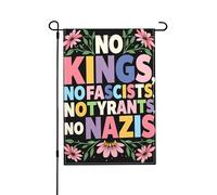 Ni Rois, Ni Fascisme. Et Les Tyrans Résistent Au Fascisme. Politique Progressiste. Drapeaux Avec Œillets Drapeaux De Jardin Double Face Drapeau De Jardin Pour Plage Fêtes Dortoirs 30X45cm