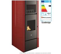 Nia 15,4kW Poêle à granulés canalisable rouge